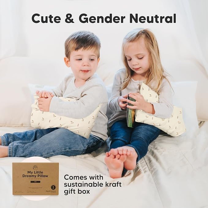 Mini Toddler Pillow with Pillowcase - 9x13 My Little Dreamy Travel Kids Pillow for Sleeping, Toddler Bed, Small, Tiny, Organic Cotton Pillowcase, Soft & Breathable, Kids 2-4 Years Old (Fox Tales)