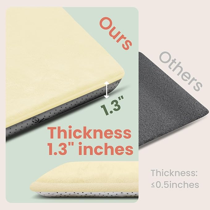 Baby Play Mat for Floor,1.3" Thick Elasti-Foam 50"×50" Playpen Mat for Tummy Time,Water Repellent Soft Coral Velvet for Toddler,Infant,Kids,Non-Slip Backing Safe for Crawling(Vanilla)