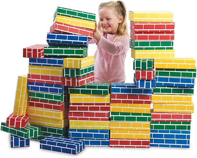 Lillian Vernon Primary Building Bricks - Kids Cardboard Blocks, Each 9" x 4" x 2" (Set of 24)
