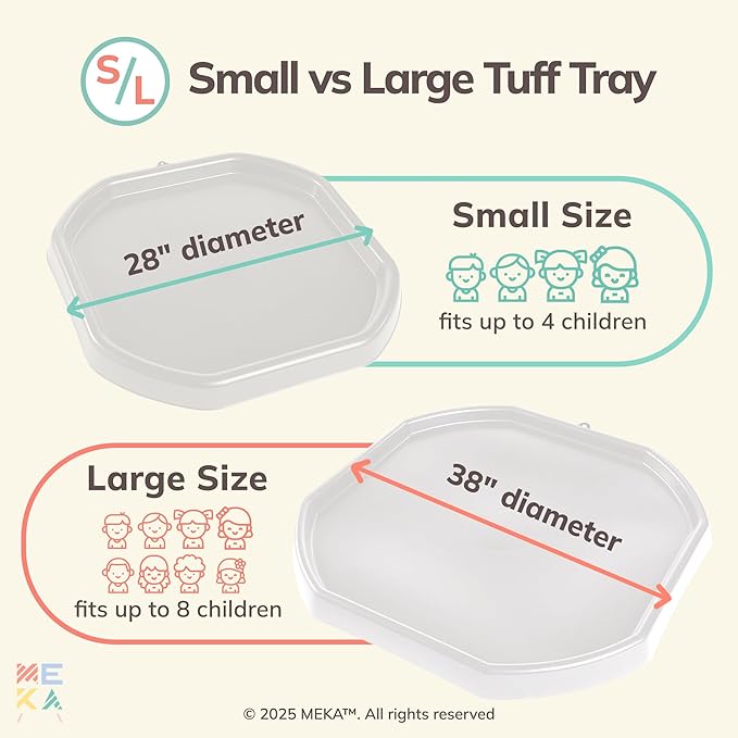 MEKA Tuff Tray with Solar Fountain, Sensory Water Play Tray for Kids, Outdoor Indoor Messy Play, STEM Activities, Classroom or Home Use ((White, Small 28" x 28"))