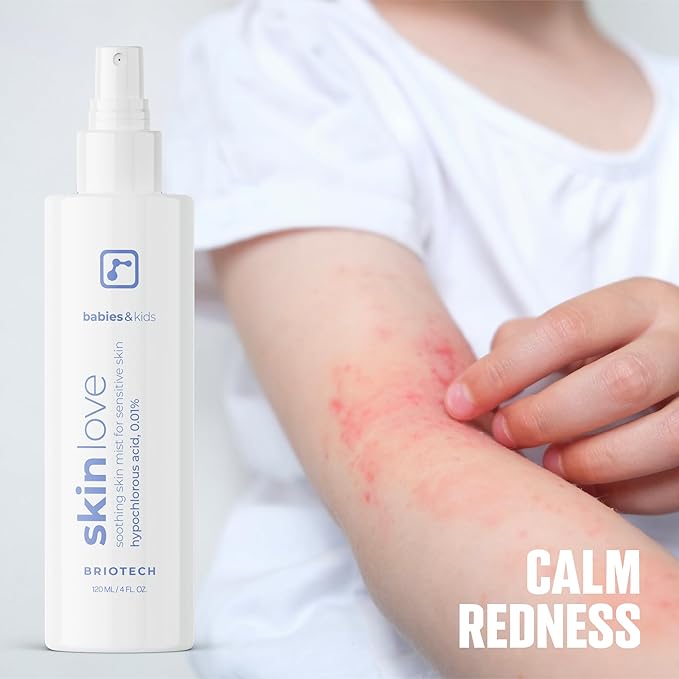 Briotech Baby Skin Love Spray | Gentle Hypochlorous Acid Mist for Soothing, Calming & Cleansing Delicate Skin | Pediatrician-Approved, Added Fragrance-Free | 4 oz