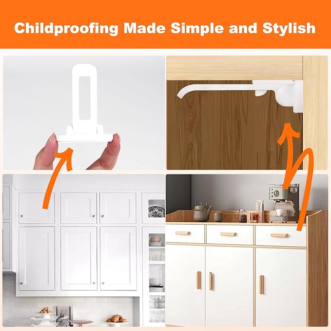 Child Safety Cabinet Locks – Baby Proofing Cabinet Locks for Toddlers, Easy to Install & Invisible Mount Design, Child Proof Cabinet Locks for Homes with Kids (Pack of 10)