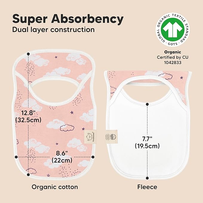 8-Pack Baby Bibs for Boys, Girls - Pullover Bibs for Drooling Teething Baby Girl & Boy Toddler, Newborn, Soft & Absorbent, Cute Colors, Large Torso Coverage Keep Infant Clean & Dry (Sweet Charm)