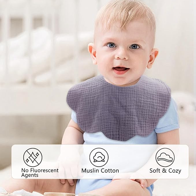 Baby Bibs Muslin Bibs 8 Pack for Drooling and Teething for Unisex Girls Boys