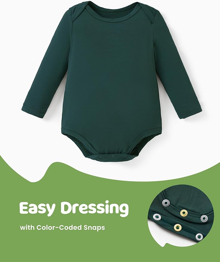 PATPAT Baby Bodysuits - Soft Viscose Made from Bamboo - Long Sleeve Funny for Boys and Girls -Newborn Infant Toddler Clothes