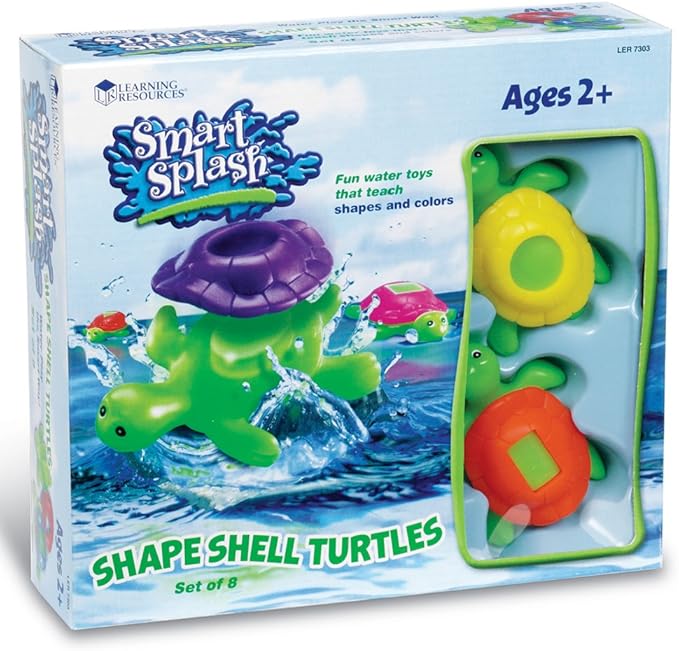Learning Resources Shape Shell Turtles, Learn Shapes, Bath Toys Set of 8, Ages 2+