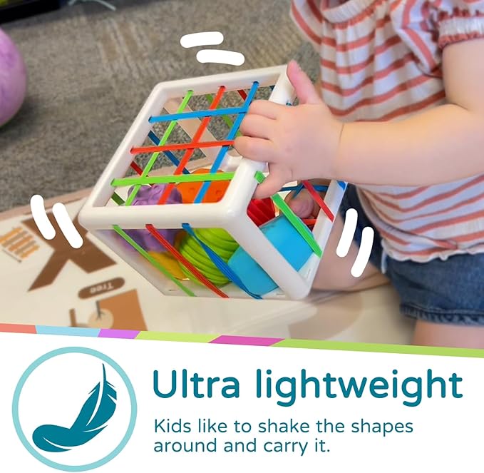 LiKee Montessori Toys for 1 Year Old, 6pcs Multi Sensory Shapes, Toddler Developmental Learning Birthday Gifts, Baby Toys 12+ Months (Cube)