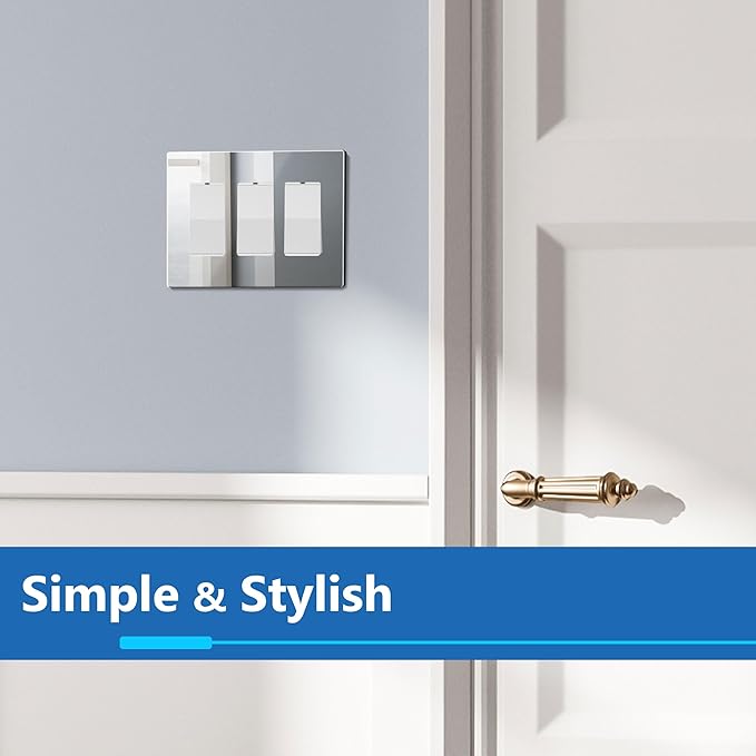 LIDER Triple Decorator Wall Plate, Impact Resistant, Mirrored Acrylic, Plexiglass, Reflective Finish, Modern Upgrade Screwless Light Switch/Outlet Cover Mid-Size 3-Gang 4.88" x 6.77" Silver