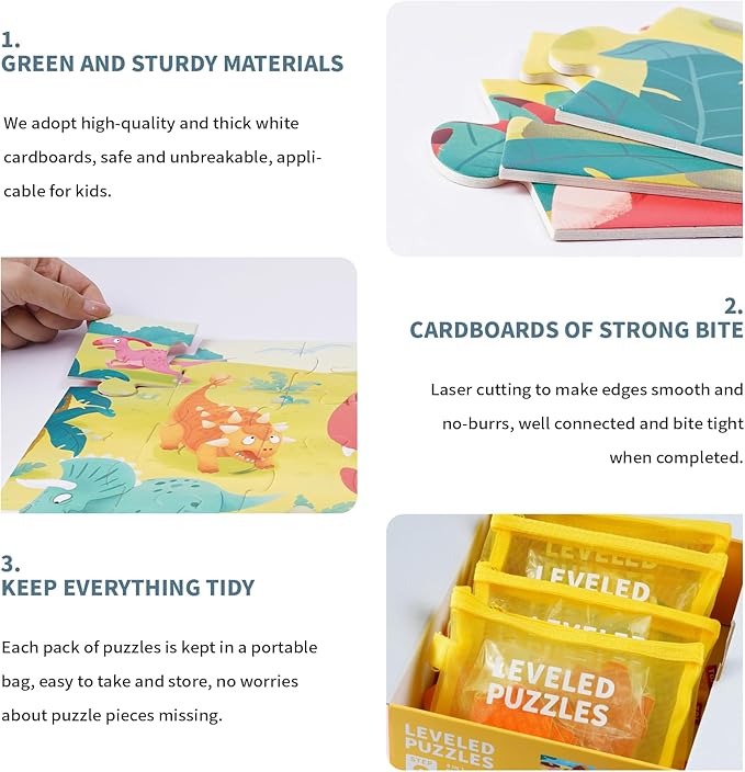 TOI Leveled Puzzles for Kids Aged 2.5 and Up, Toddler Puzzle Preschool Learning Jigsaw Puzzles, Large Pieces Educational Game for Boys Girls, Classic Education Step 2