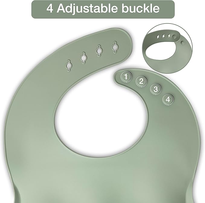 Baby Feeding Set 10-Piece | Baby Led Weaning Utensils Set Includes Suction Bowl and Plate, Baby Spoon and Fork, Sippy Cup, Straw, Lid & 2Bibs | Baby Feeding Supplies (Army Green)