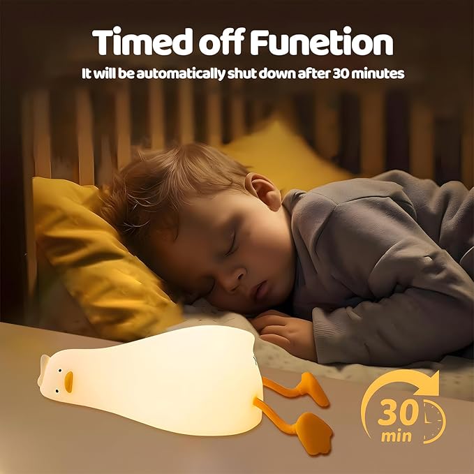 Lying Cute Duck Lamp Night Light for Kids,Cute Room Decor Silicone Duck Lamp for Baby,Night Lights for Baby Nursery,3-Colors USB Rechargeable Gift for Kids Boys and Girls Bedroom Decor