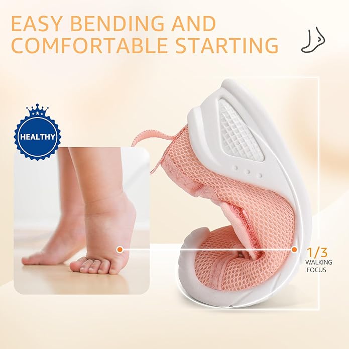 Baby Boys Girls First Walking Shoes Wide Toe Box Infant Sneakers Lightweight Breathable Slip On Barefoot Shoes