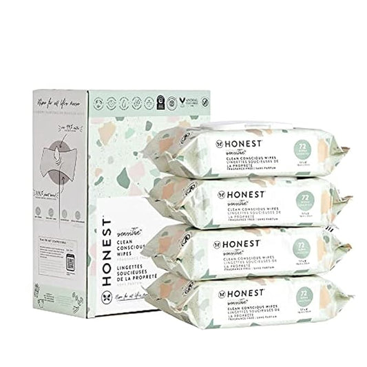 The Honest Company Clean Conscious Multi-Use Wipes, Unscented Hypoallergenic Baby Wipes for Sensitive Skin, 99% Water Plant-Based Compostable Wipes, Geo Mood, 288 Count