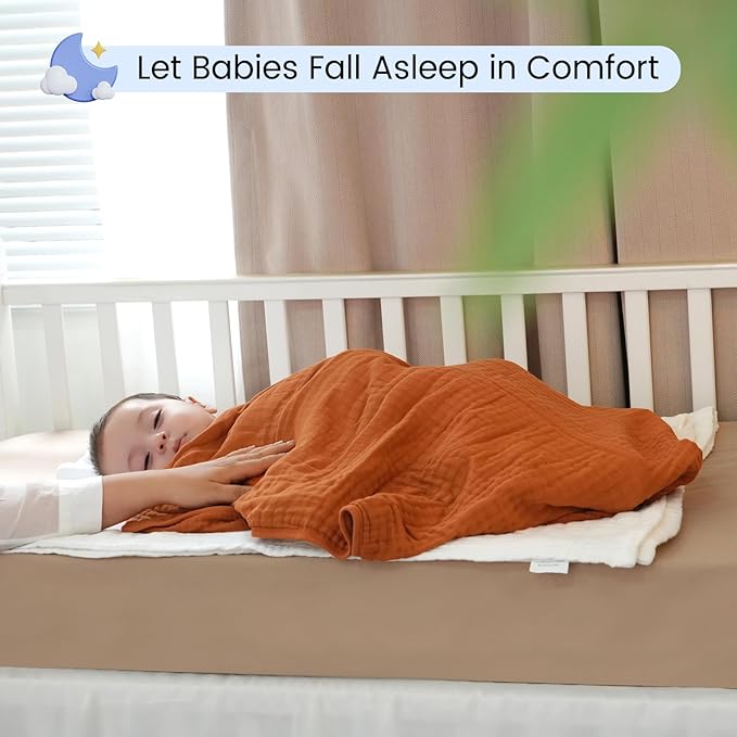 david's kids 2 Pack Hooded Baby Towels, 100% Muslin Cotton 6-Layer Ultra Soft Breathable Absorbent Baby Bath Towels for Infant and Toddler, Newborn Essentials, Large 32x32Inch, Beige & Brown