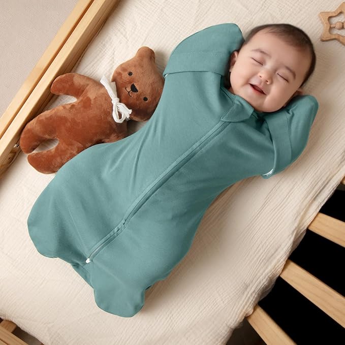MEXXI Swaddle Baby Sleep Sack With Arms Up, 2 Pack Baby Transitional Swaddle with Double Zipper,0.5 TOG