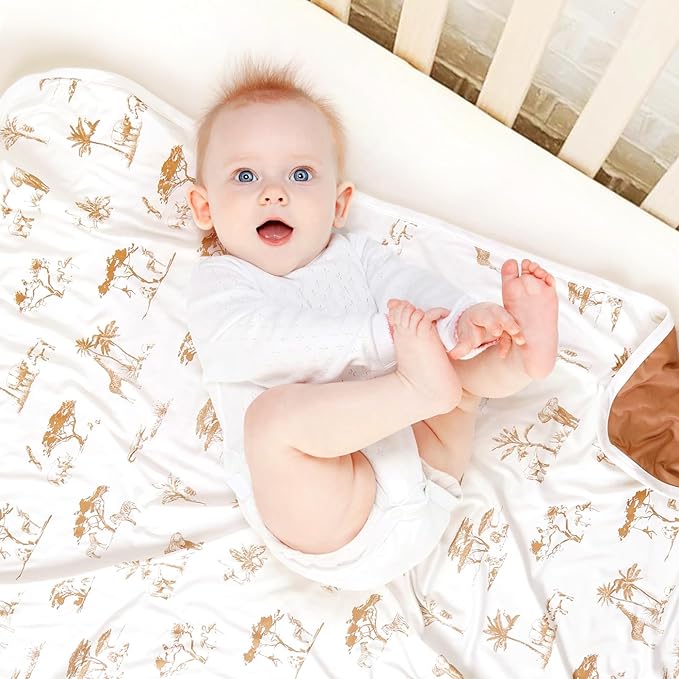 GRSSDER Baby Blankets Super Soft Stretchy Jersey Swaddle Blanket 2 Pack for Baby Boys, Double Layer Reversible Receiving Blankets 34 x 44, Extra Large for Swaddling, Elk & Elk Animals