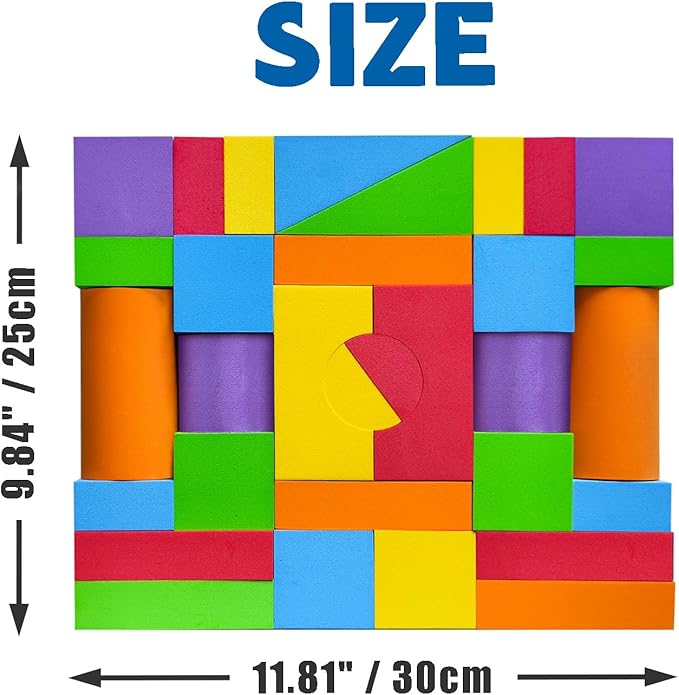 Large Building Blocks for Toddlers 3-5, Big Foam Building Blocks, Baby Bath Toys, Soft Stacking Blocks Set, Montessori & Sensory Learning Toys for 3+ Years Old Boys & Girls (36PCS)