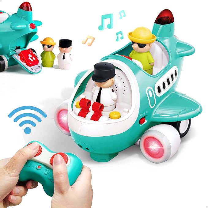 iPlay, iLearn Baby Airplane Toys, Cool Remote Control Plane Toy for Toddlers 2-3, Infant Musical RC Helicopter W/Light Sound, Birthday Gifts for 18 24 Month 2 3 4 Year Old Boy Girl Kids Children