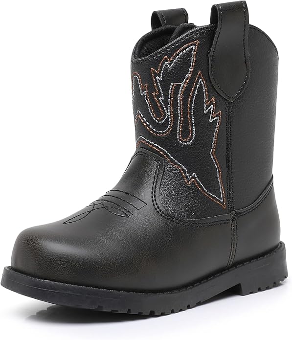 Blikcon Toddler Cowboy Boots for Boys Girls Baby Infant Cowgirl Boots Round Toe All Seasons 6-36 Months (Infant/Toddler)