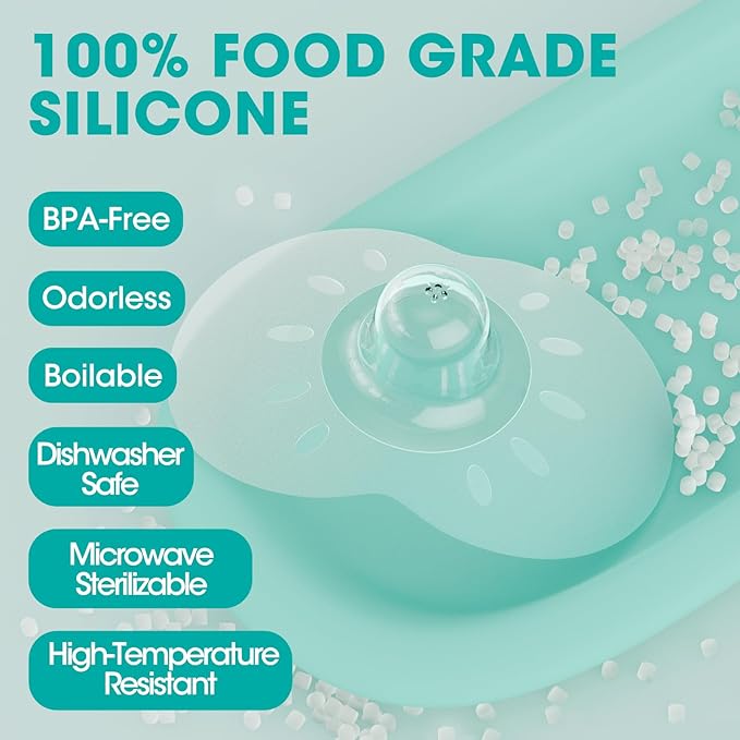 CheriBaby Nipple Shield, Contact Nipple Shield for Breastfeeding with Difficulty Sucking or Flat or Inverted Nipples, 1 Pair with Carrying Case, 100% Food Grade Silicone, BPA/BPS Free, 24mm