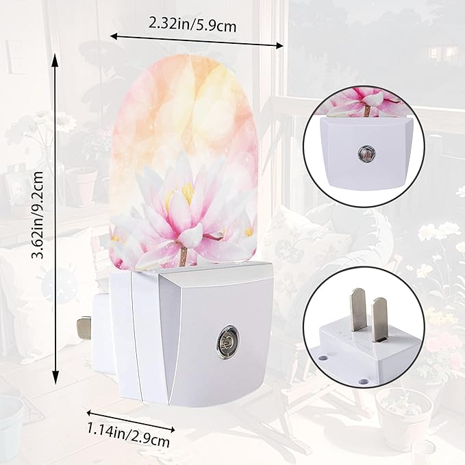 Water Lily Flower Night Light,Night Lights Plug into Wall with Dusk to Dawn Sensor,Lamp for Bedroom Bathroom Hallway Nightlight for Women Girls