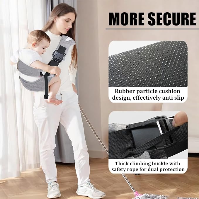 Easy to Wear Baby Sling Carrier - Compact Toddler Carrier with Adjustable Strap, Soft Padding, Non-Slip Hip Seat for Infants and Toddlers (7-44 LBS, 6-48 Months)