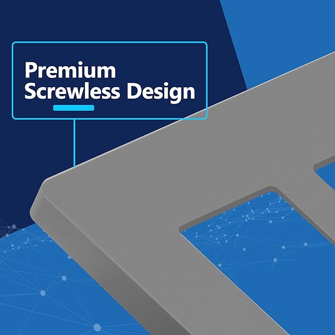 LIDER Matte Finish Decorator Switch Cover, Screwless Wall Plate, Mid-Size 2-Gang 4.88" x 4.92", Unbreakable Polycarbonate Thermoplastic, UL Listed, LSWP-32M-GY, Gray