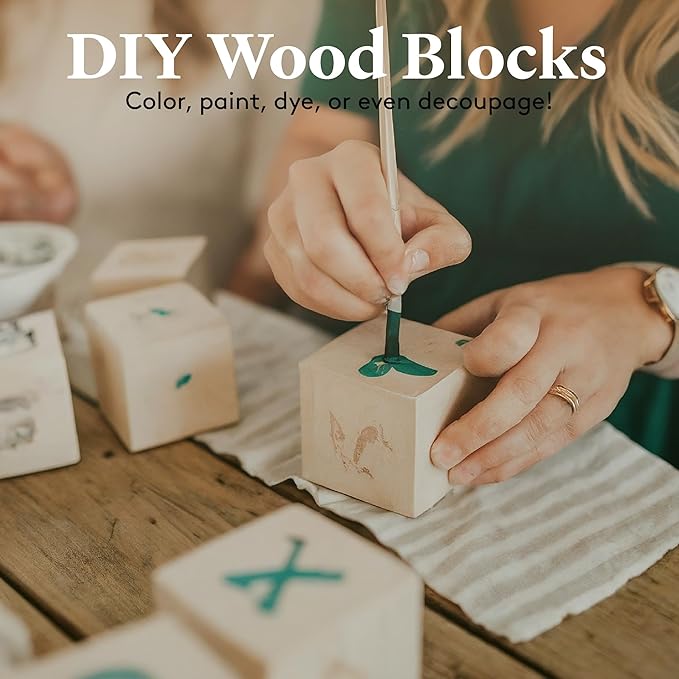 DIY Wood Cubes 4-inch, Pack of 5 Large Blank Wooden Blocks for Crafts, STEM, Building, Monitor Riser, Photo Cube Craft, and Home Decor, by Woodpeckers