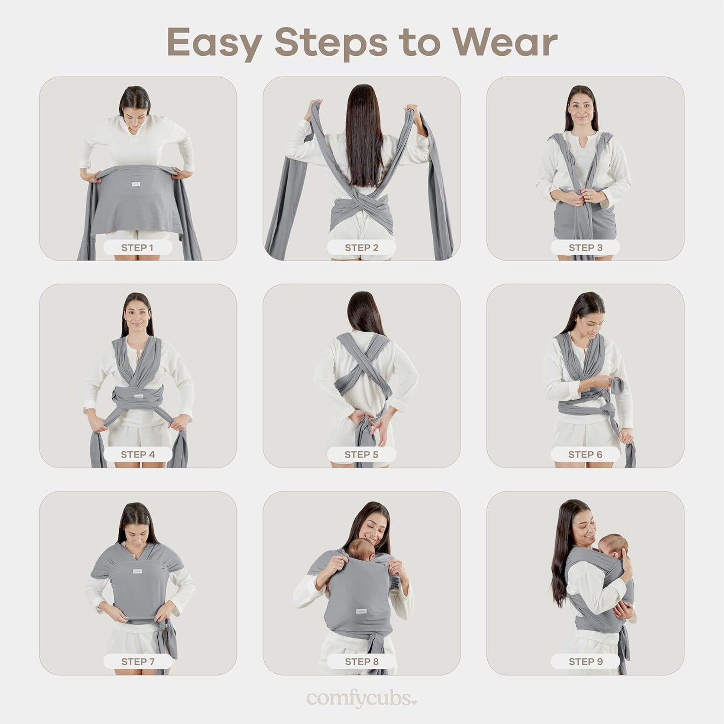 Comfy Cubs Baby Wrap Carrier - Soft & Secure Fit Cotton Blend Baby Carrier Newborn to Toddler - Hands-Free & Lightweight Infant Wrap - Adjustable, One Size Fits All Toddler Sling - Blush