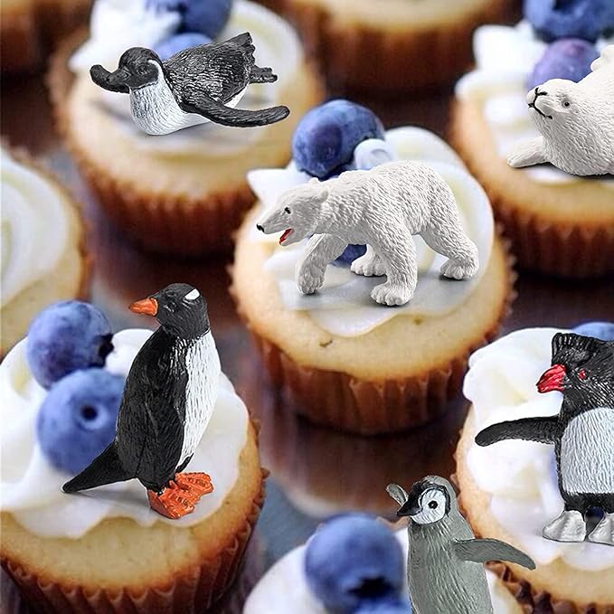 10PCS Realistic Arctic Penguin Figurines Toy Playset Winter Habitat Adventure Toys Christmas Birthday Party Supplies Decor