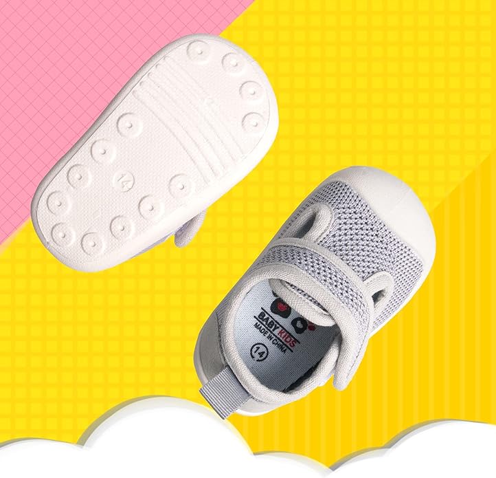 Baby First-Walking Shoes 1-4 Years Kid Shoes Trainers Toddler Infant Boys Girls Soft Sole Non Slip Cotton Canvas Mesh Breathable Lightweight TPR Material Slip-on Sneakers Outdoor