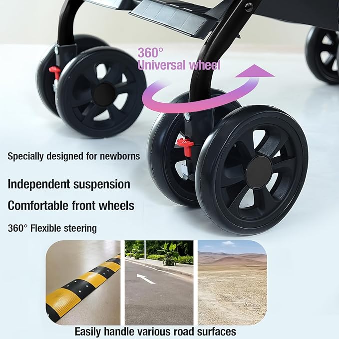 Ultra-Lightweight Stroller at Only 4.6kg, Foldable Compact Pushchair with Lie-Flat Position, Travel Pram from Birth to 40kg, Baby Buggy with Adjustable Backrest, Footrest, Canopy (A8 Grey)