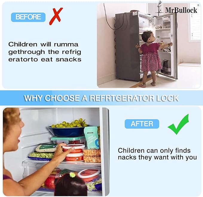 2 Pack Refrigerator Lock Fridge Locks for Kids Keyless Child Safety Cabinet Locks for Cabinets Closets Drawers Window Electrical Appliances Locks