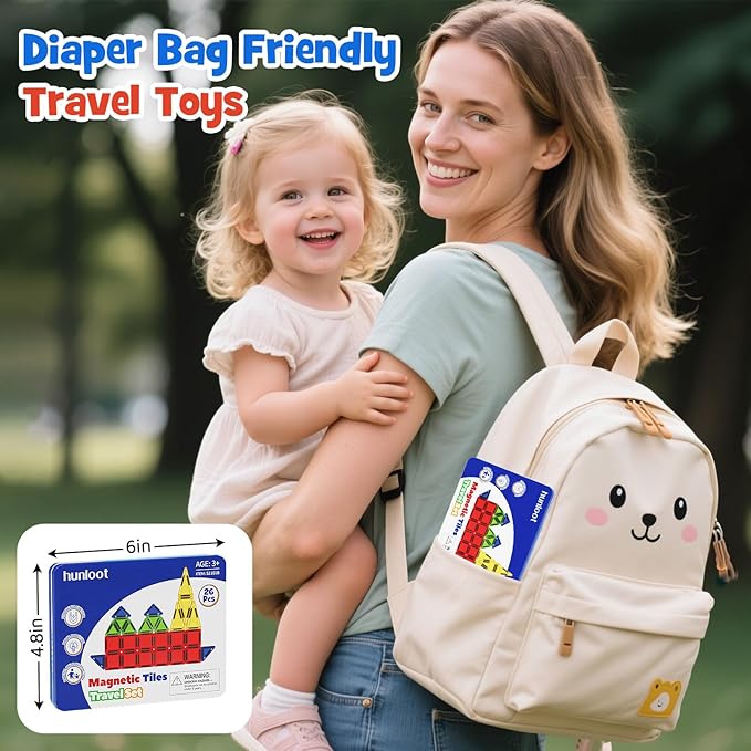 Magnetic Tiles Mini Building Blocks STEM Toys for 3-8 Year Olds,Travel-Friendly Set with Storage Iron Box,Educational Construction Playset for Toddlers,Birthday Gift for Boys & Girls