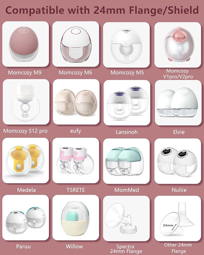 Flange Insert 22mm for Momcozy M9 M6 M5 V1 Pro V2 Pro S12 Pro S9 Pro, Compatible with Medela/Elvie/Spectra/Willow Go/eufy/Lansinoh Breast Pump, Breastfeeding Essential Kit, 2PCS