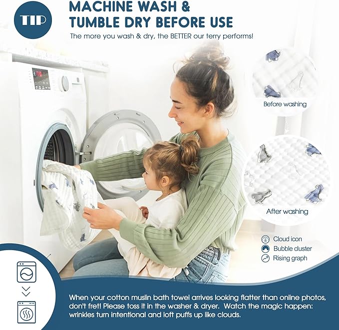 GRSSDER Ultra Soft Absorbent Muslin Cotton Baby Hooded Towel 2 Pack with Original Patterns, Extra Large Size 35"x 35" Swaddle Wrap for Newborn Infant and Toddler