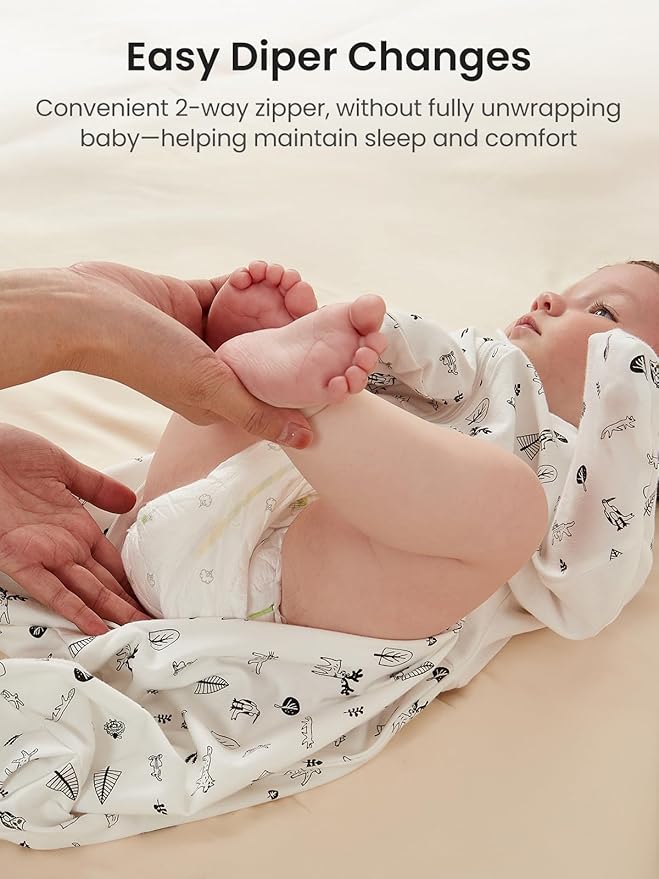 GROWNSY Transitional Swaddle Sleep Sack 3-6 Months,Cotton Starfish Design Baby Swaddle Sack, Dual-Zipper for Easy Diaper Changes, Proper Hip Development & Openable Foot Button,12-20lbs,Munchkin Forest