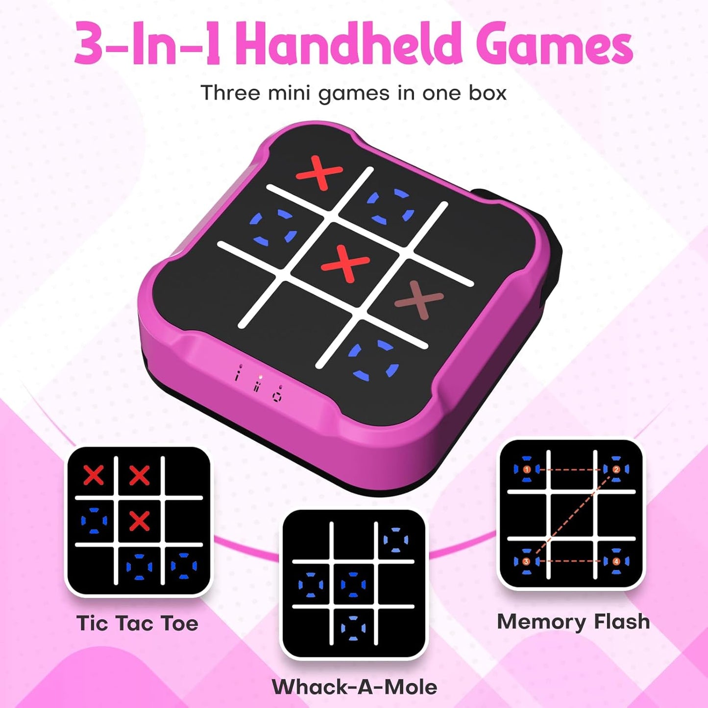 Tic Tac Toe Bolt Game, Handheld Electric Puzzle Board for Educational and Memory Growth, Gift Ideal for Kids and Adults' Birthday, Portable Travel Games for Car Ride