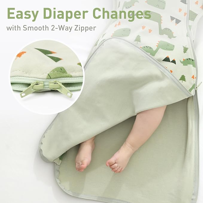 Premium Soft Cotton Swaddle Blanket Sleep Sack Arms Up 2 Packs 6-12 Months, Hands Up 3-Way Transitions to Arms-Free Wearable Sleeping Sack Bag for Babies Boys Girls Snug Fit Calms Startle Reflex