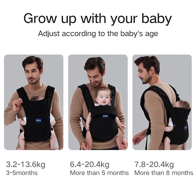 Baby Carrier Newborn to Toddler,Newborn Carrier with Head Support, Cozy Baby Holder Carrier for Dad Mens (All-Black)
