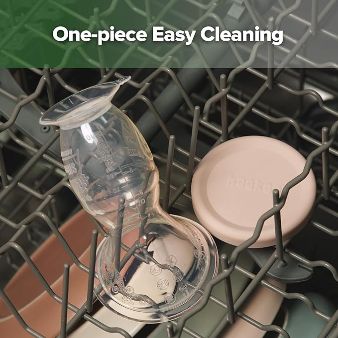 haakaa Manual Breast Pump & Silicone Cap Combo for Nursing Mom (Blush, 4oz. with Base)