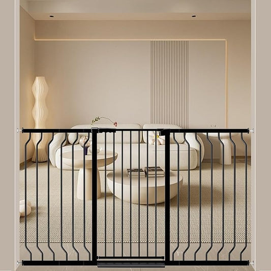 ALLAIBB Black 40.55" Extra Tall Wide 29.92-62.60" Baby Gate Pressure Mounted Walk Through Child Kids Safety Toddler Tension Pet Dog Gates with Extension for Doorways Kitchen