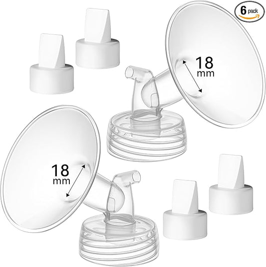18 mm Flange Compatible with Spectra S2 S1 9 Plus Ameda MYA Motif Luna Cimilre Breast Shield, Duckbill Valves Replacement, Replace Wide Mouth Flange