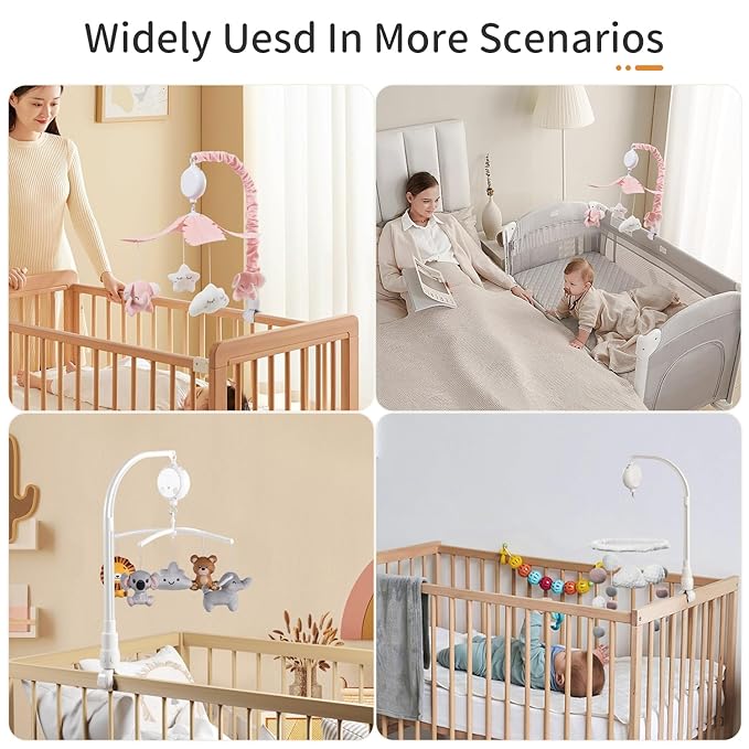 FEISIKE Crib Mobile Motor, Baby Music Box Spinner with 3 Modes（Spin Only, Music Only, Spin & Music 0-100 Volume Control,35 Lullabies,Portable Sound Machine,Auto-Off 30 Minutes, Battery Operated