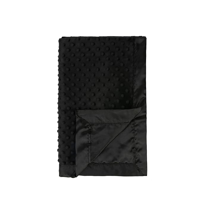 Pro Goleem Baby Soft Minky Dot Blanket with Satin Backing Baby Gifts for Boys and Girls (Black, 30’’ x 40’’)