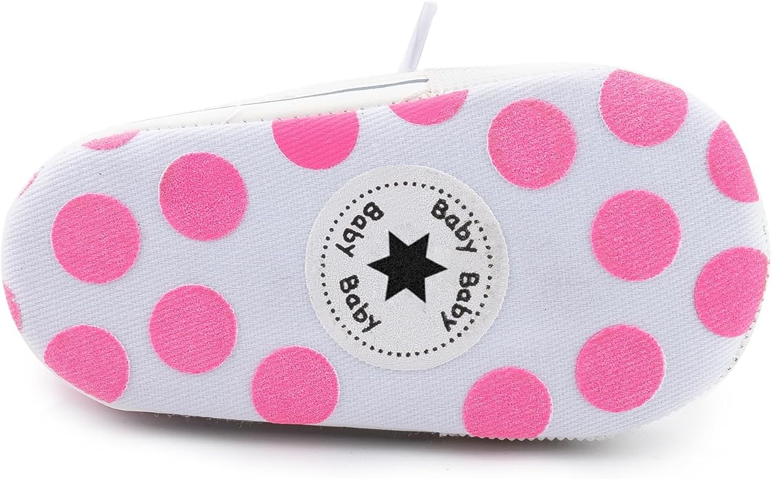 Meckior Baby Girls Boys Canvas Sneakers Soft Sole High-Top Ankle Infant First Walkers Crib Shoes