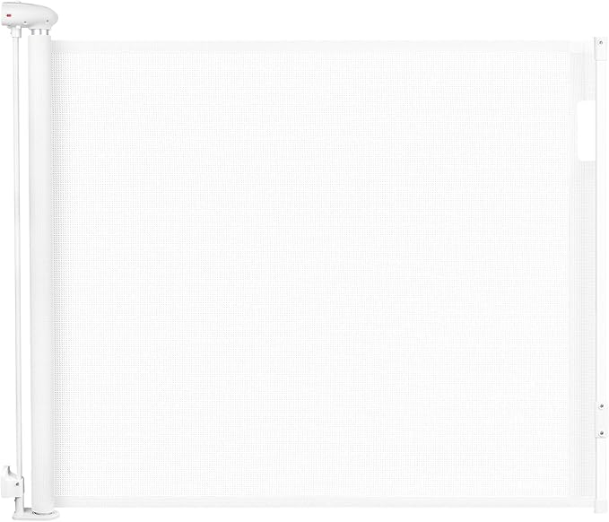 Retractable Baby Gates Extra Wide, 34" Tall Extends up to 71" Wide, Dog Gate Indoor for Stairs, Pet Gate with Support Rods for Doorways Hallways Indoor & Outdoor-White