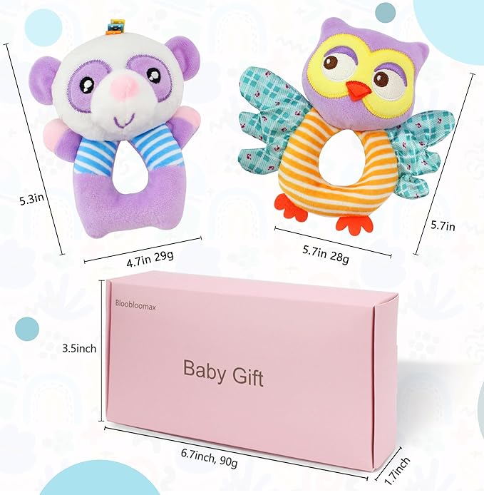 BLOOBLOOMAX Sock rattles for Babies 0-24 Months Baby Animal Foot Finder Educational Toys