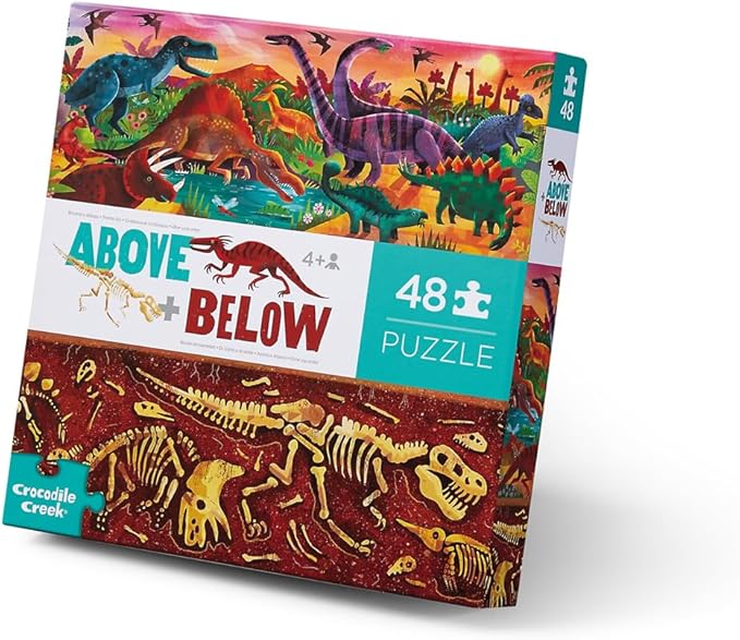 Crocodile Creek Above + Below 48-Piece Jigsaw Floor Puzzle - Fun Floor Puzzles for Kids Ages 4-8 - Dinosaur World - 27 x 20 inches Finished