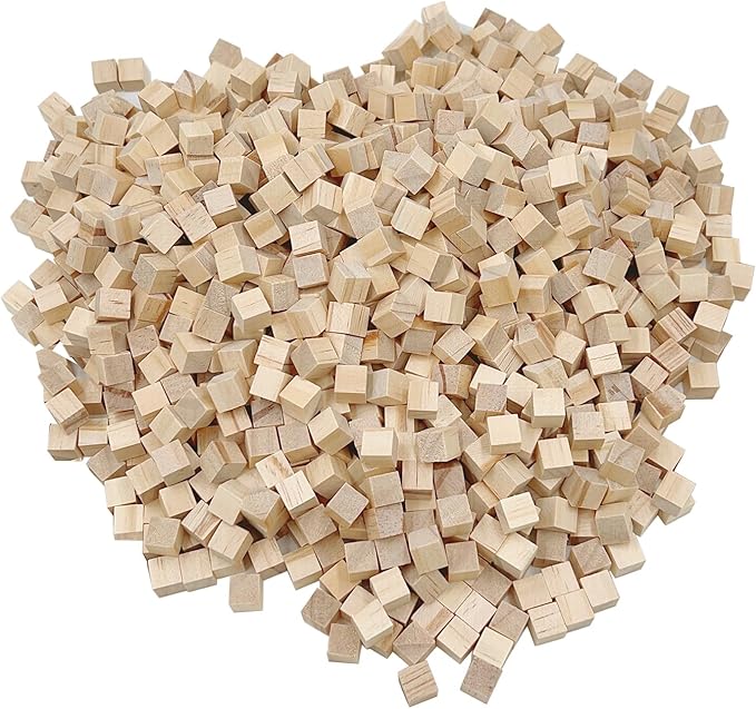Unfinished Wooden Blocks 1cm, Pack of 500 Small Wood Cubes for Crafts and DIY Home Decor